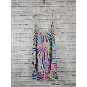 Lilly Pulitzer Zanna Silk Swing Slip Dress Indigo Sea Dreamin Ruffle Size XL